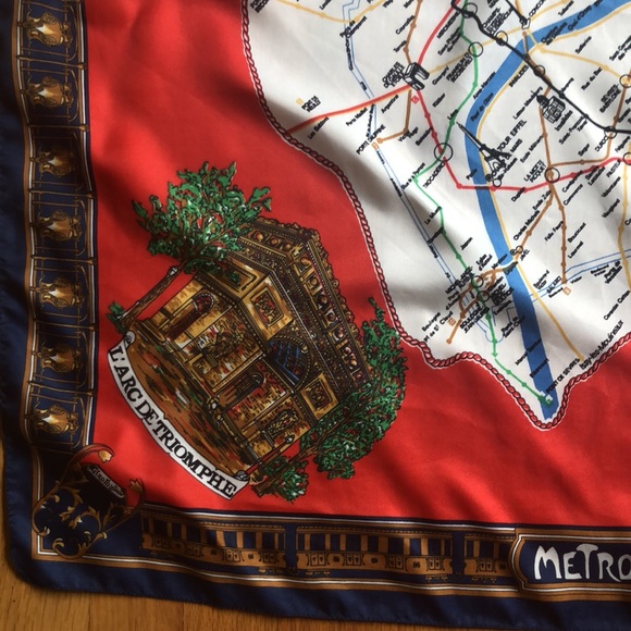 LAHMY SCARF PARIS FRANCE LANDMARKS souvenir EIFFEL TOWER NOTRE DAME VTG - Picture 10 of 16